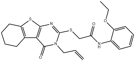 2-[(3-allyl-4-oxo-3,4,5,6,7,8-hexahydro[1]benzothieno[2,3-d]pyrimidin-2-yl)sulfanyl]-N-(2-ethoxyphenyl)acetamide 구조식 이미지