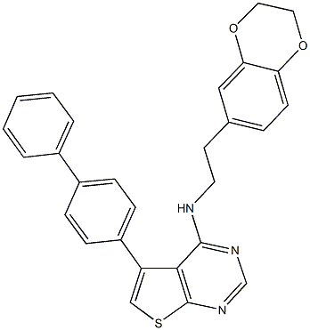 5-[1,1'-biphenyl]-4-yl-N-[2-(2,3-dihydro-1,4-benzodioxin-6-yl)ethyl]thieno[2,3-d]pyrimidin-4-amine Structure