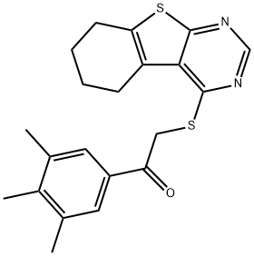 2-(5,6,7,8-tetrahydro[1]benzothieno[2,3-d]pyrimidin-4-ylsulfanyl)-1-(3,4,5-trimethylphenyl)ethanone 구조식 이미지