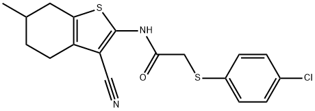 2-[(4-chlorophenyl)sulfanyl]-N-(3-cyano-6-methyl-4,5,6,7-tetrahydro-1-benzothien-2-yl)acetamide Structure