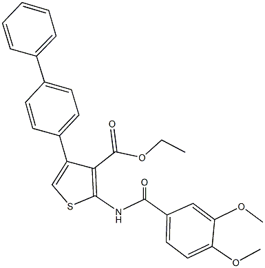 ethyl 4-[1,1'-biphenyl]-4-yl-2-[(3,4-dimethoxybenzoyl)amino]-3-thiophenecarboxylate Structure