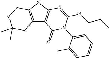 6,6-dimethyl-3-(2-methylphenyl)-2-(propylsulfanyl)-3,5,6,8-tetrahydro-4H-pyrano[4',3':4,5]thieno[2,3-d]pyrimidin-4-one Structure