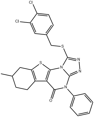 1-[(3,4-dichlorobenzyl)sulfanyl]-8-methyl-4-phenyl-6,7,8,9-tetrahydro[1]benzothieno[3,2-e][1,2,4]triazolo[4,3-a]pyrimidin-5(4H)-one Structure