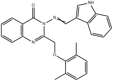 2-[(2,6-dimethylphenoxy)methyl]-3-[(1H-indol-3-ylmethylene)amino]-4(3H)-quinazolinone 구조식 이미지