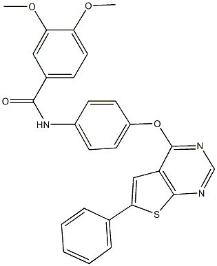 3,4-dimethoxy-N-{4-[(6-phenylthieno[2,3-d]pyrimidin-4-yl)oxy]phenyl}benzamide 구조식 이미지
