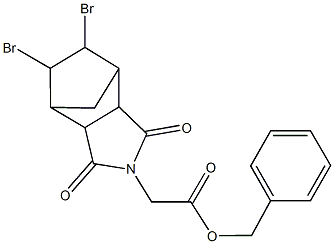 benzyl (8,9-dibromo-3,5-dioxo-4-azatricyclo[5.2.1.0~2,6~]dec-4-yl)acetate 구조식 이미지