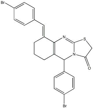 9-(4-bromobenzylidene)-5-(4-bromophenyl)-6,7,8,9-tetrahydro-5H-[1,3]thiazolo[2,3-b]quinazolin-3(2H)-one 구조식 이미지