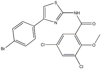 N-[4-(4-bromophenyl)-1,3-thiazol-2-yl]-3,5-dichloro-2-methoxybenzamide 구조식 이미지