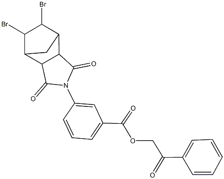 2-oxo-2-phenylethyl 3-(8,9-dibromo-3,5-dioxo-4-azatricyclo[5.2.1.0~2,6~]dec-4-yl)benzoate Structure