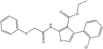 ethyl 4-(2-chlorophenyl)-2-{[(phenylsulfanyl)acetyl]amino}-3-thiophenecarboxylate 구조식 이미지