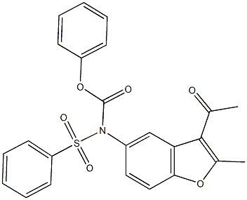 phenyl 3-acetyl-2-methyl-1-benzofuran-5-yl(phenylsulfonyl)carbamate Structure