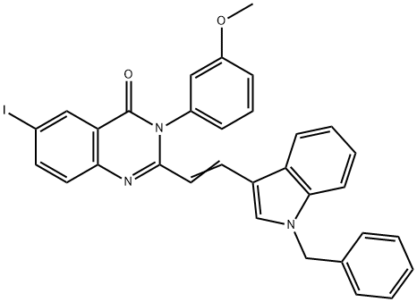 2-[2-(1-benzyl-1H-indol-3-yl)vinyl]-6-iodo-3-(3-methoxyphenyl)-4(3H)-quinazolinone 구조식 이미지