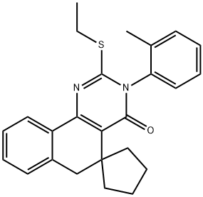 2-(ethylsulfanyl)-3-(2-methylphenyl)-5,6-dihydrospiro(benzo[h]quinazoline-5,1'-cyclopentane)-4(3H)-one Structure
