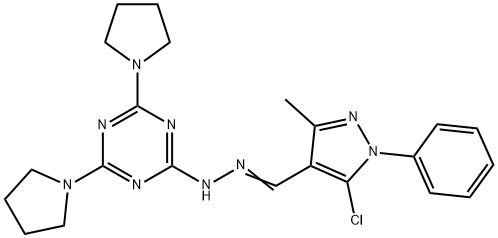 5-chloro-3-methyl-1-phenyl-1H-pyrazole-4-carbaldehyde (4,6-dipyrrolidin-1-yl-1,3,5-triazin-2-yl)hydrazone Structure