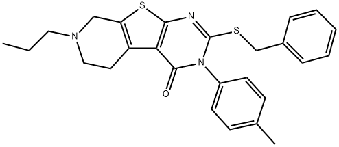 2-(benzylsulfanyl)-3-(4-methylphenyl)-7-propyl-5,6,7,8-tetrahydropyrido[4',3':4,5]thieno[2,3-d]pyrimidin-4(3H)-one Structure