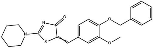 5-[4-(benzyloxy)-3-methoxybenzylidene]-2-(1-piperidinyl)-1,3-thiazol-4(5H)-one Structure