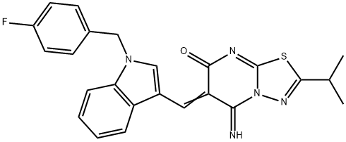 6-{[1-(4-fluorobenzyl)-1H-indol-3-yl]methylene}-5-imino-2-isopropyl-5,6-dihydro-7H-[1,3,4]thiadiazolo[3,2-a]pyrimidin-7-one 구조식 이미지