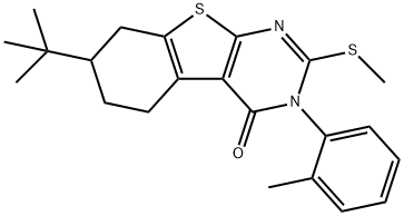 7-tert-butyl-3-(2-methylphenyl)-2-(methylsulfanyl)-5,6,7,8-tetrahydro[1]benzothieno[2,3-d]pyrimidin-4(3H)-one 구조식 이미지