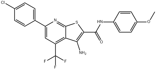 3-amino-6-(4-chlorophenyl)-N-(4-methoxyphenyl)-4-(trifluoromethyl)thieno[2,3-b]pyridine-2-carboxamide 구조식 이미지