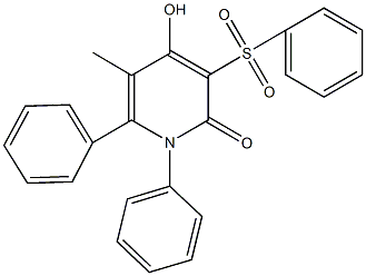 4-hydroxy-5-methyl-1,6-diphenyl-3-(phenylsulfonyl)-2(1H)-pyridinone 구조식 이미지