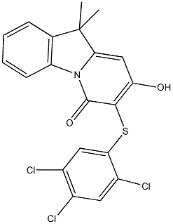 8-hydroxy-10,10-dimethyl-7-[(2,4,5-trichlorophenyl)sulfanyl]pyrido[1,2-a]indol-6(10H)-one 구조식 이미지