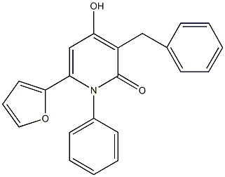 3-benzyl-6-(2-furyl)-4-hydroxy-1-phenyl-2(1H)-pyridinone 구조식 이미지