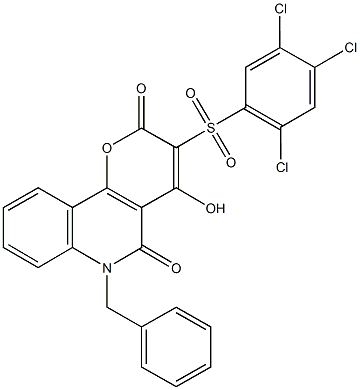 6-benzyl-4-hydroxy-3-[(2,4,5-trichlorophenyl)sulfonyl]-2H-pyrano[3,2-c]quinoline-2,5(6H)-dione Structure