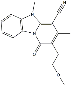 2-(2-methoxyethyl)-3,5-dimethyl-1-oxo-1,5-dihydropyrido[1,2-a]benzimidazole-4-carbonitrile 구조식 이미지