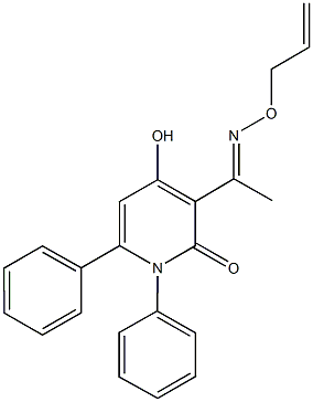 3-[N-(allyloxy)ethanimidoyl]-4-hydroxy-1,6-diphenyl-2(1H)-pyridinone 구조식 이미지