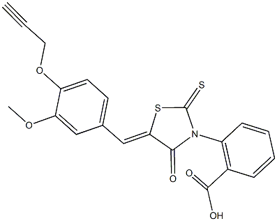 2-{5-[3-methoxy-4-(2-propynyloxy)benzylidene]-4-oxo-2-thioxo-1,3-thiazolidin-3-yl}benzoic acid 구조식 이미지