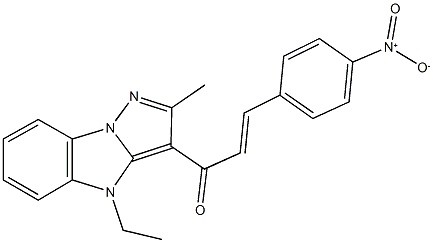 1-(4-ethyl-2-methyl-4H-pyrazolo[1,5-a]benzimidazol-3-yl)-3-{4-nitrophenyl}-2-propen-1-one 구조식 이미지