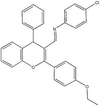 N-(4-chlorophenyl)-N-{[2-(4-ethoxyphenyl)-4-phenyl-4H-chromen-3-yl]methylene}amine 구조식 이미지