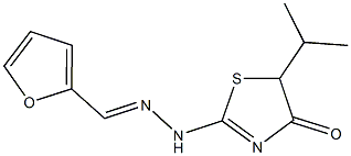 2-furaldehyde (5-isopropyl-4-oxo-4,5-dihydro-1,3-thiazol-2-yl)hydrazone Structure