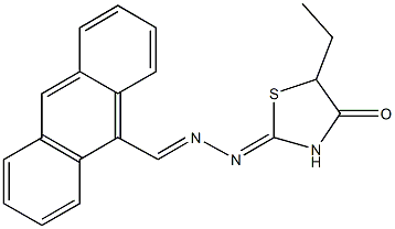 9-anthracenecarbaldehyde (5-ethyl-4-oxo-1,3-thiazolidin-2-ylidene)hydrazone Structure