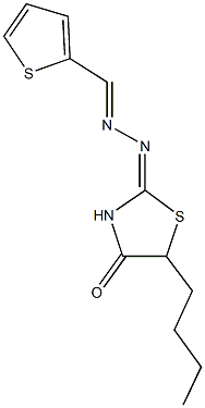 2-thiophenecarbaldehyde (5-butyl-4-oxo-1,3-thiazolidin-2-ylidene)hydrazone 구조식 이미지