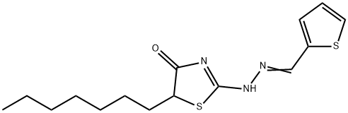 2-thiophenecarbaldehyde (5-heptyl-4-oxo-1,3-thiazolidin-2-ylidene)hydrazone 구조식 이미지