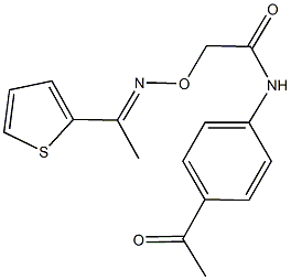 N-(4-acetylphenyl)-2-({[1-(2-thienyl)ethylidene]amino}oxy)acetamide Structure