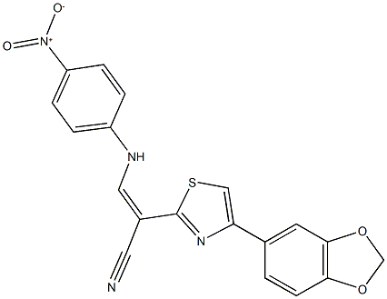 2-[4-(1,3-benzodioxol-5-yl)-1,3-thiazol-2-yl]-3-{4-nitroanilino}acrylonitrile Structure