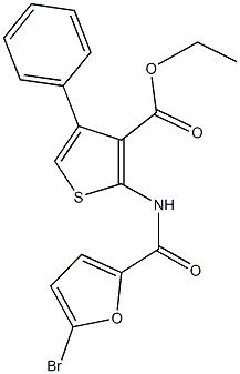 ethyl 2-[(5-bromo-2-furoyl)amino]-4-phenyl-3-thiophenecarboxylate 구조식 이미지