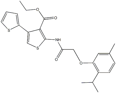 ethyl 2-{[(2-isopropyl-5-methylphenoxy)acetyl]amino}-2',4-bithiophene-3-carboxylate 구조식 이미지