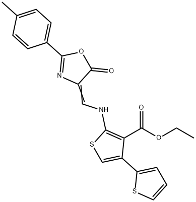 ethyl 2-{[(2-(4-methylphenyl)-5-oxo-1,3-oxazol-4(5H)-ylidene)methyl]amino}-2',4-bithiophene-3-carboxylate Structure
