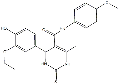 4-(3-ethoxy-4-hydroxyphenyl)-N-(4-methoxyphenyl)-6-methyl-2-thioxo-1,2,3,4-tetrahydropyrimidine-5-carboxamide 구조식 이미지