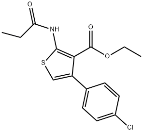 ethyl 4-(4-chlorophenyl)-2-(propionylamino)-3-thiophenecarboxylate 구조식 이미지