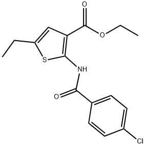 ethyl 2-[(4-chlorobenzoyl)amino]-5-ethyl-3-thiophenecarboxylate 구조식 이미지