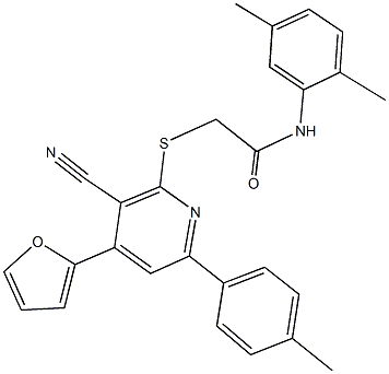 2-{[3-cyano-4-(2-furyl)-6-(4-methylphenyl)pyridin-2-yl]sulfanyl}-N-(2,5-dimethylphenyl)acetamide Structure
