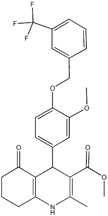 methyl 4-(3-methoxy-4-{[3-(trifluoromethyl)benzyl]oxy}phenyl)-2-methyl-5-oxo-1,4,5,6,7,8-hexahydro-3-quinolinecarboxylate Structure