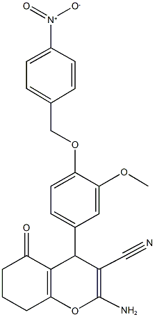 2-amino-4-[4-({4-nitrobenzyl}oxy)-3-methoxyphenyl]-5-oxo-5,6,7,8-tetrahydro-4H-chromene-3-carbonitrile Structure