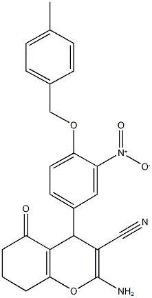 2-amino-4-{3-nitro-4-[(4-methylbenzyl)oxy]phenyl}-5-oxo-5,6,7,8-tetrahydro-4H-chromene-3-carbonitrile Structure