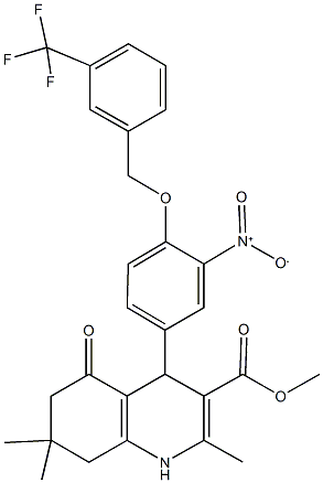 methyl 4-(3-nitro-4-{[3-(trifluoromethyl)benzyl]oxy}phenyl)-2,7,7-trimethyl-5-oxo-1,4,5,6,7,8-hexahydro-3-quinolinecarboxylate Structure
