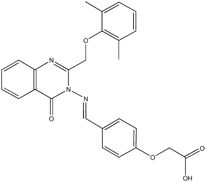 (4-{[(2-[(2,6-dimethylphenoxy)methyl]-4-oxo-3(4H)-quinazolinyl)imino]methyl}phenoxy)acetic acid Structure